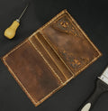 Handmade Embossed Leather Passport Cover: Vintage Retro Style