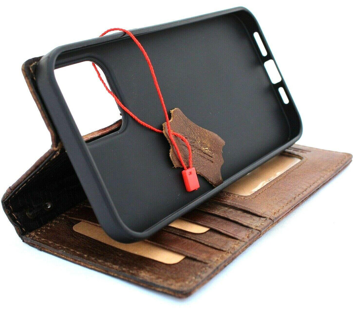 Vintage Leather iPhone Wallet Case: Handmade Book Cover