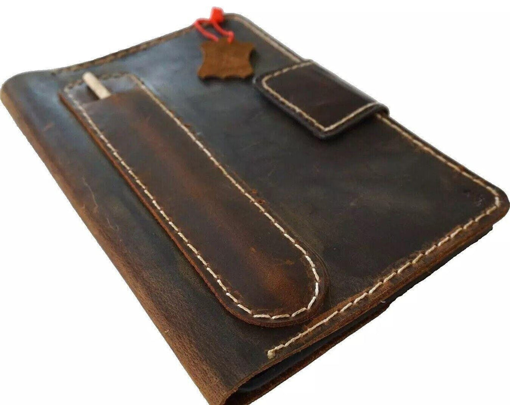 Vintage Leather iPad Case: Hand Sewn Wallet with Pen Holder
