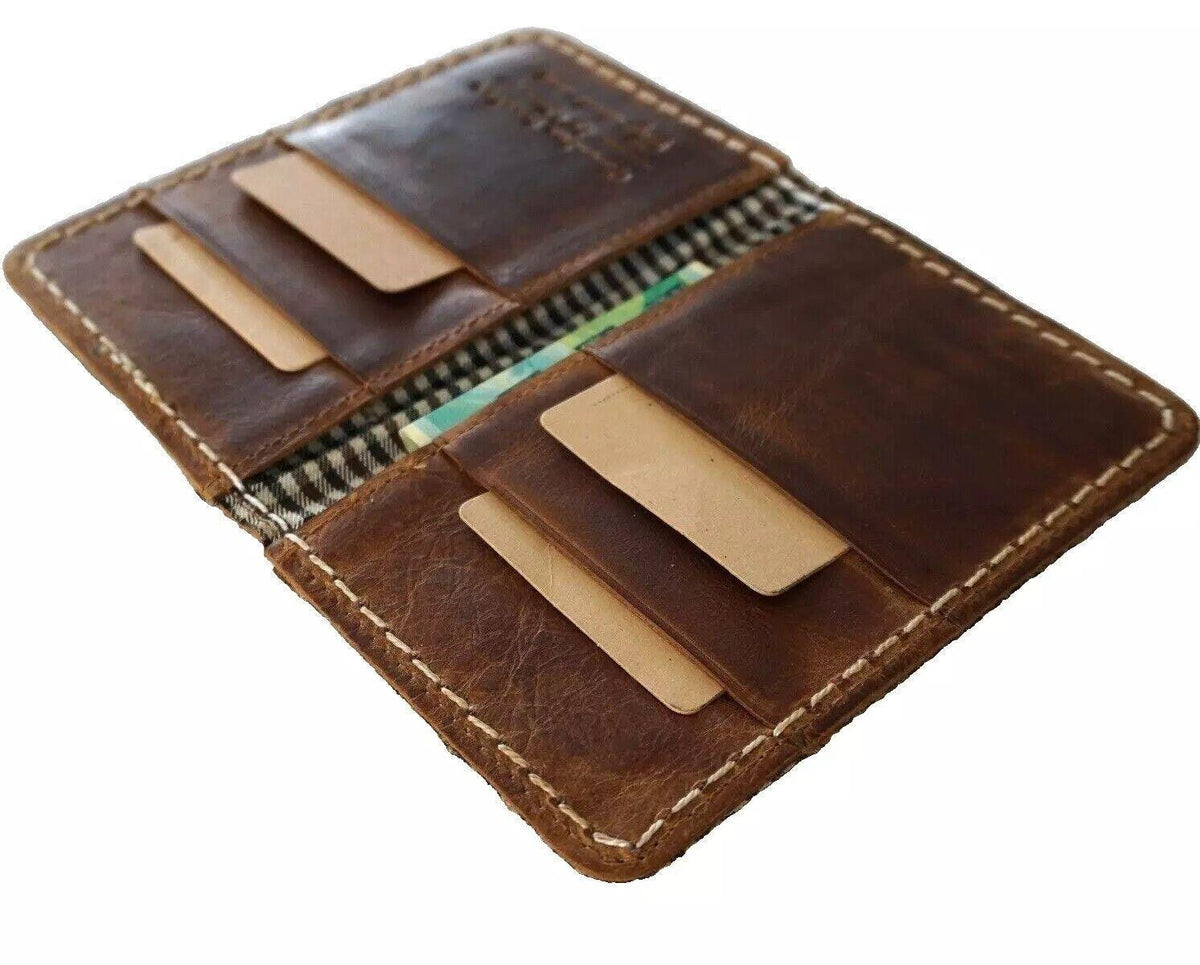 Leather wallet thin soft credit card vintage designed Diy Reto Davidov art