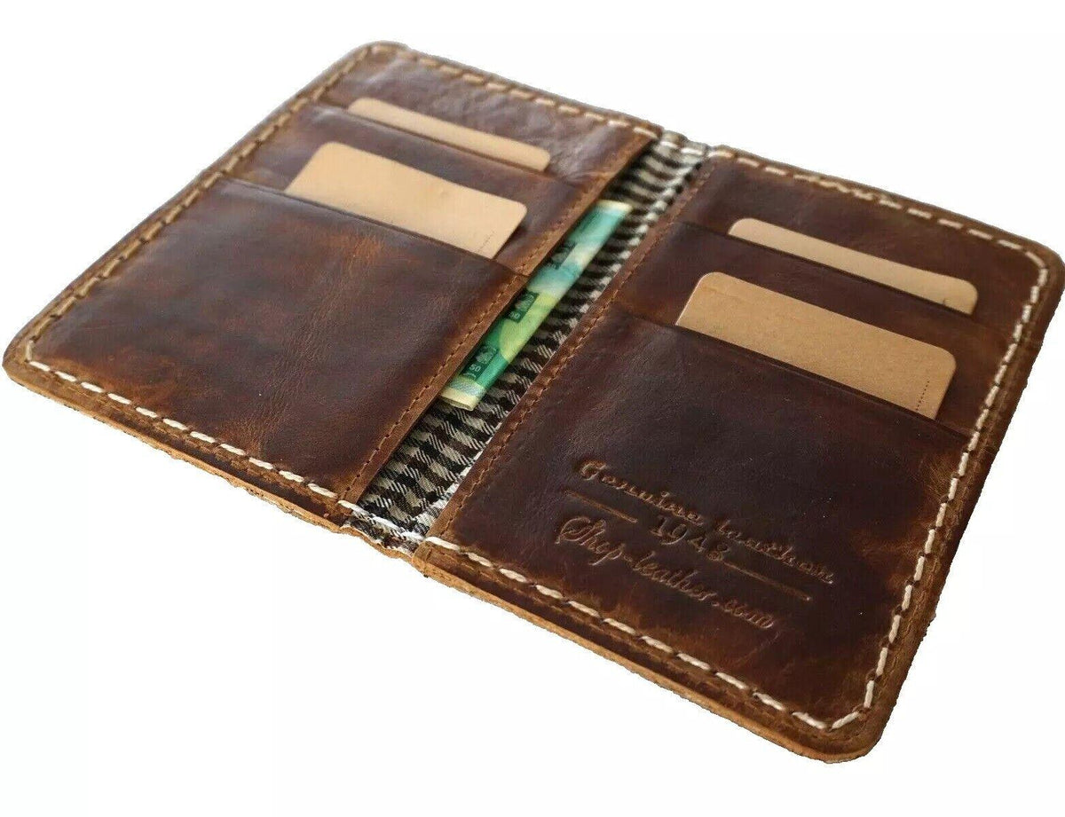 Leather wallet thin soft credit card vintage designed Diy Reto Davidov art