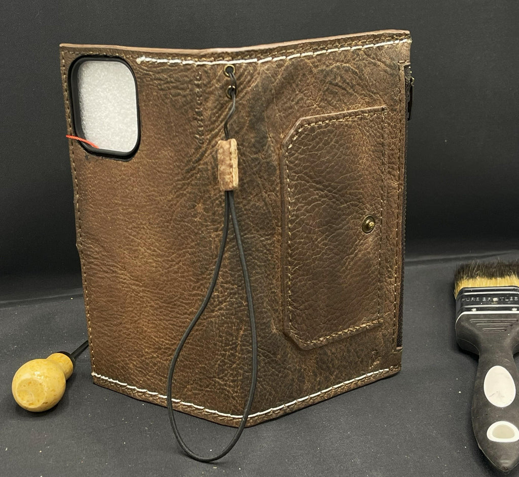 Handmade Leather Wallet Book Cover for Honor Magic V3 Fold