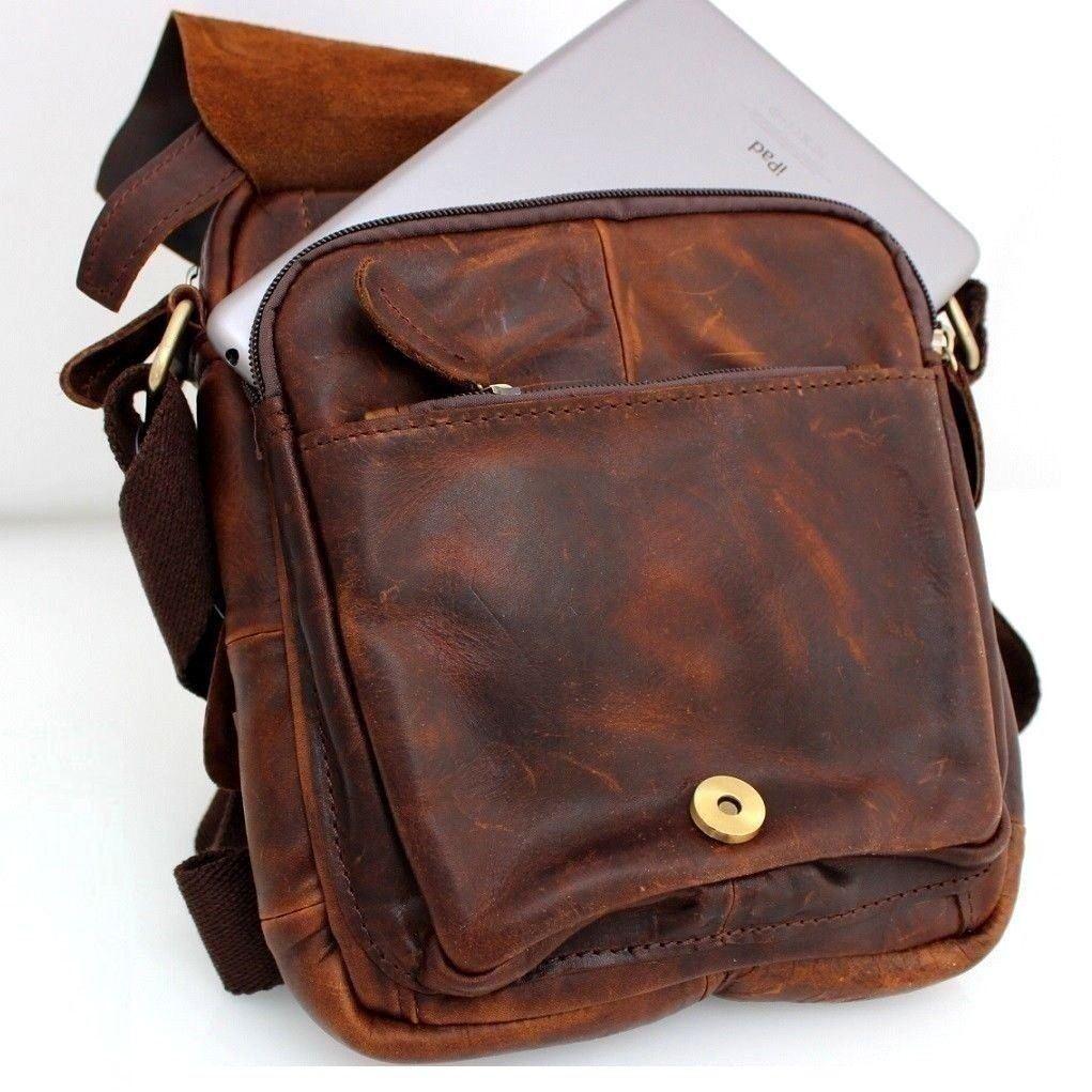 Genuine Leather Bag Handmade Side Bag for Men and Women Vintage Gift