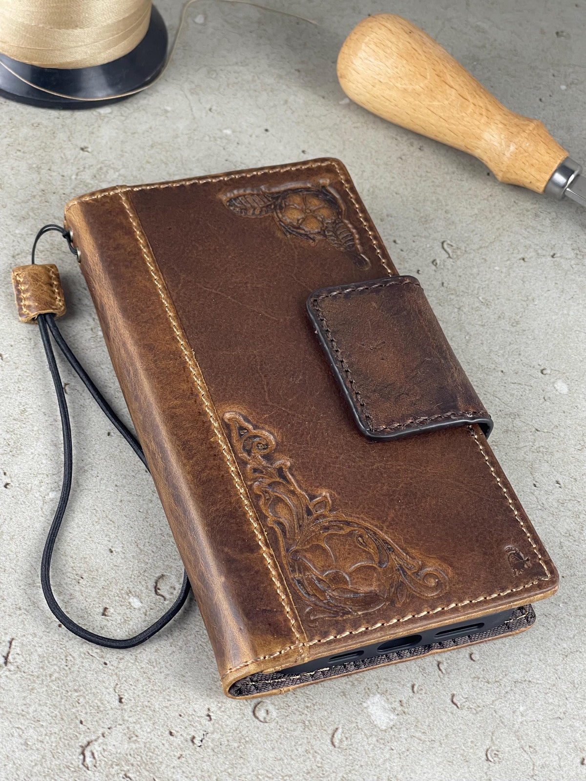 Handmade Leather Wallet Phone Case for Galaxy