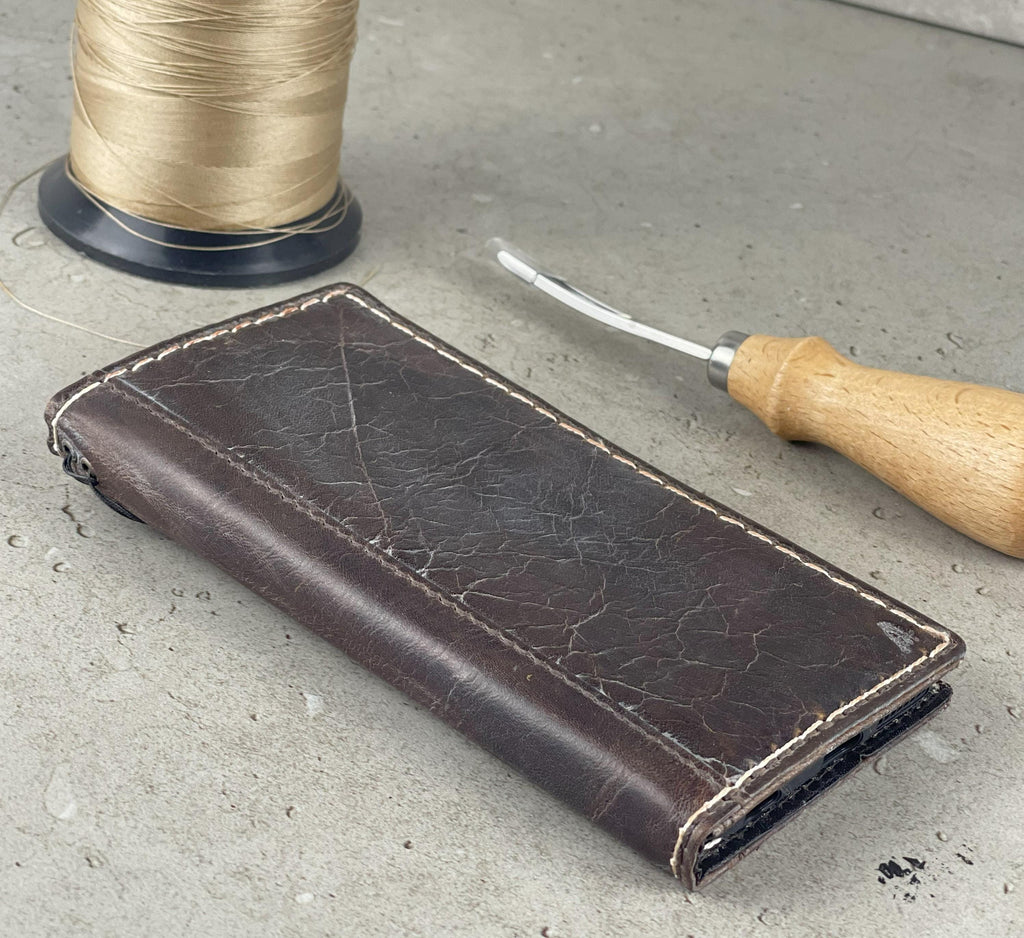Handmade Leather Wallet Case for Galaxy Z Fold: Book Style Cover