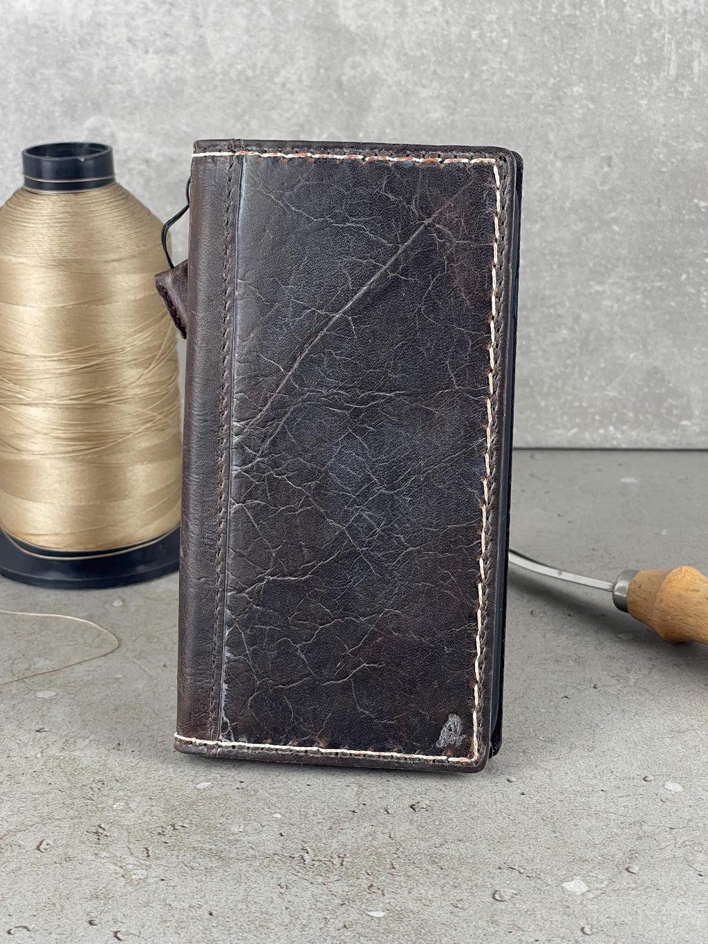 Handmade Leather Wallet Case: Luxury Book Design, Card Slots