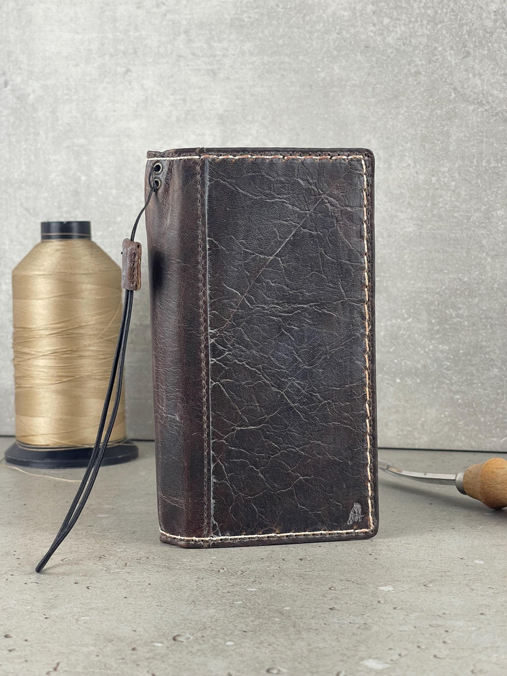 Handmade Leather Wallet Case: Luxury Book Design, Card Slots