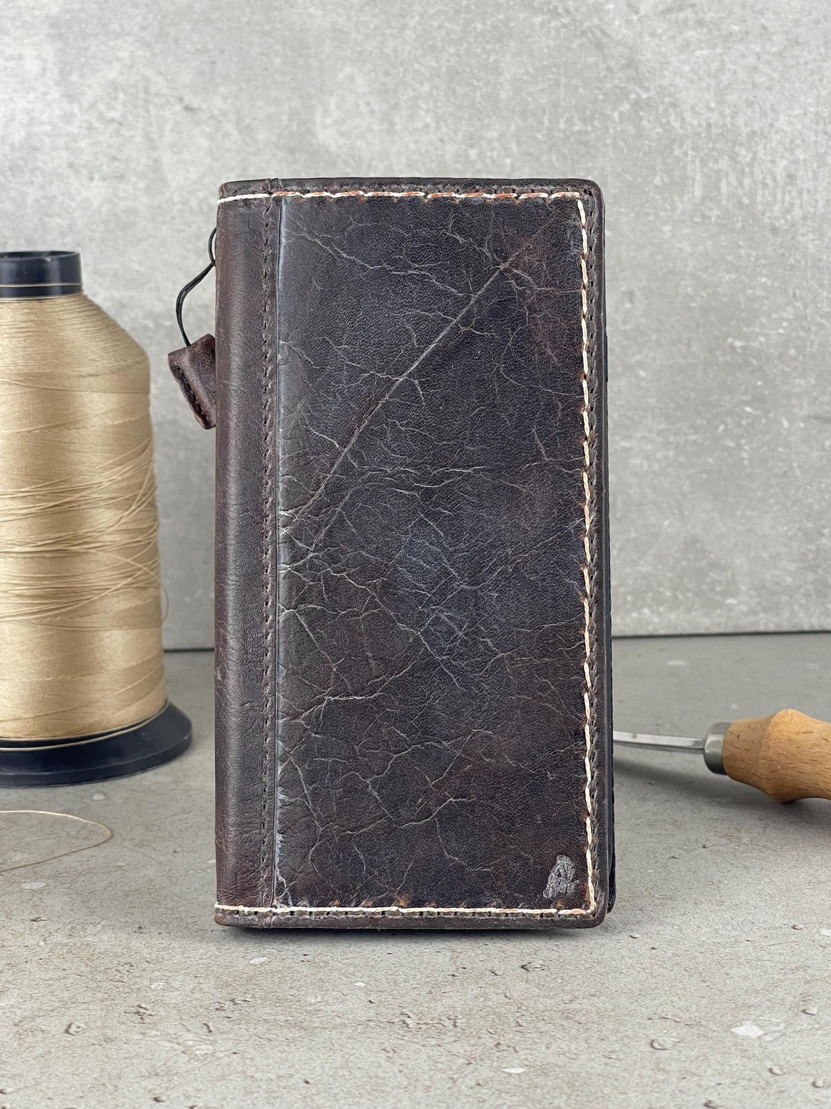 Handmade Leather Wallet Case: Luxury Book Design, Card Slots