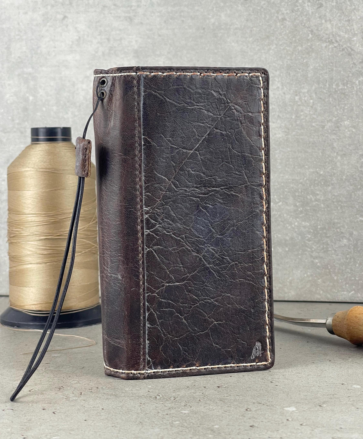 Handmade Leather Wallet Case: Luxury Book Design, Card Slots