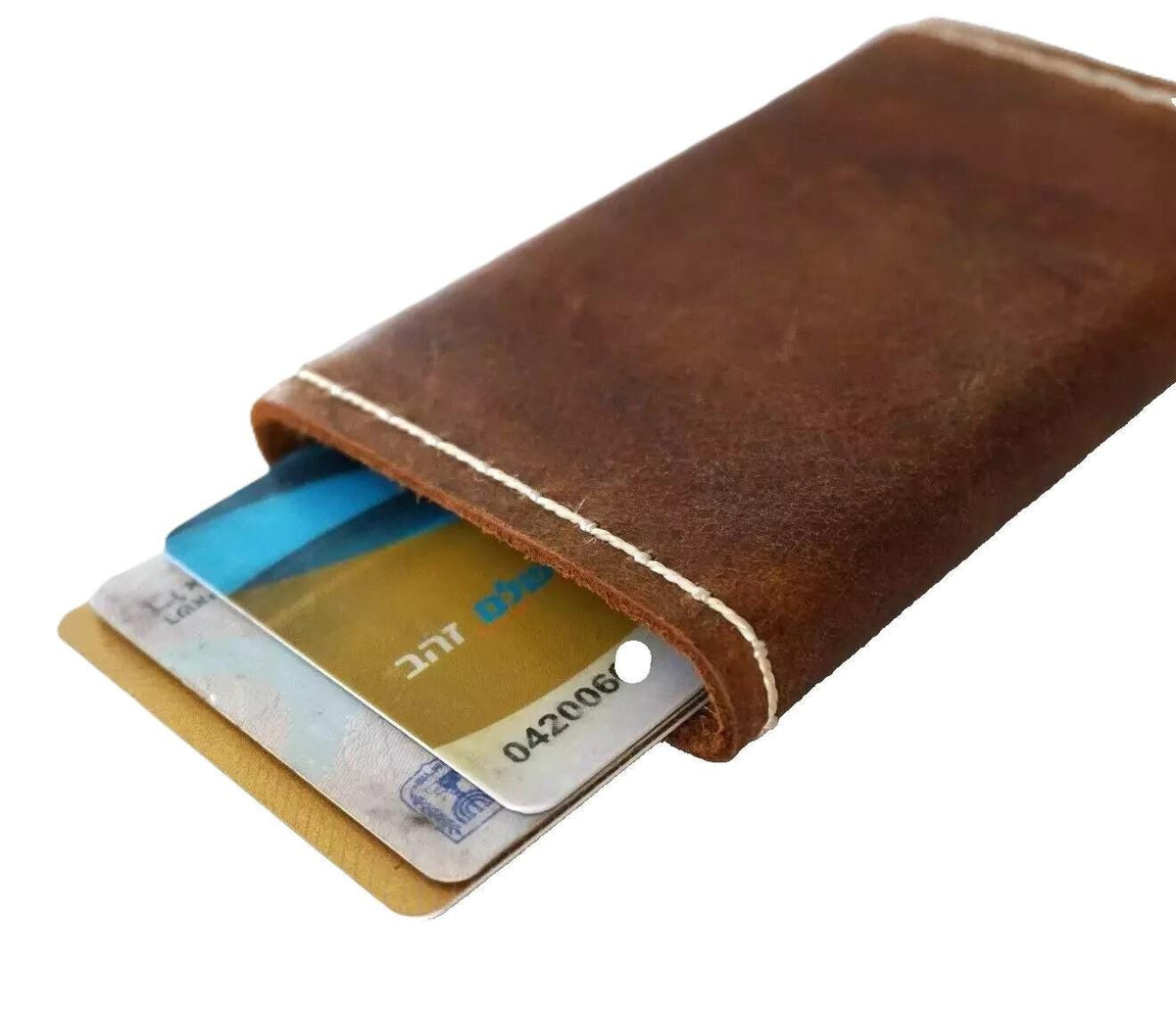 Handmade leather removable credit card wallet for women and men Davidov Art