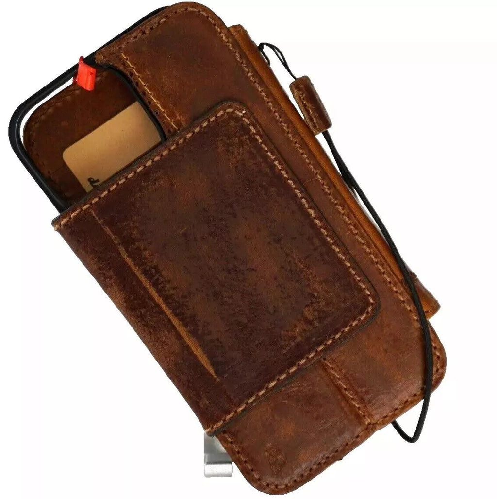 Handmade Leather iPhone Wallet Case: Removable Card Slots