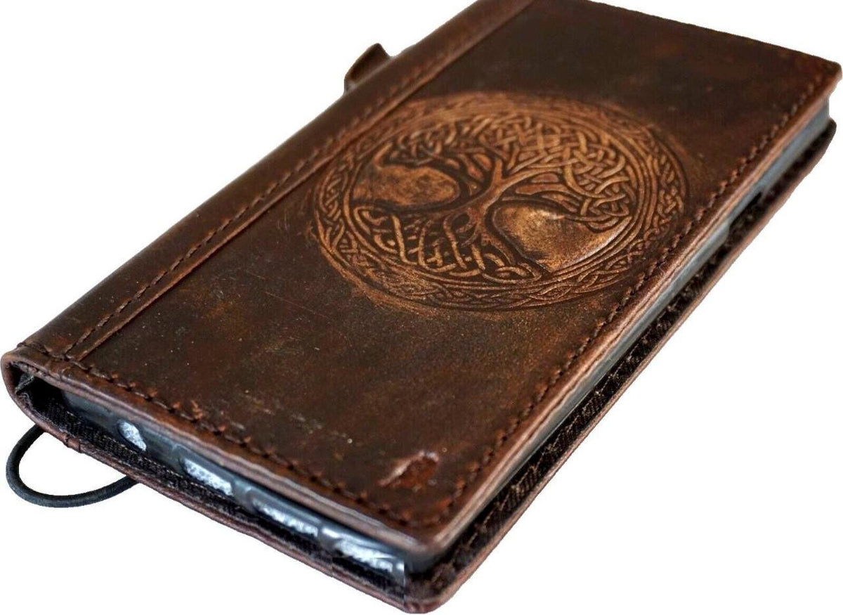 Handmade Leather Galaxy Z Fold Wallet Case: Art Cross Design