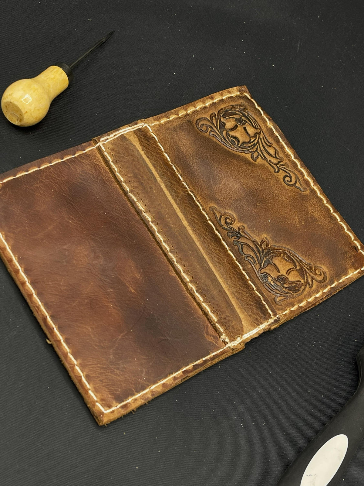 Handmade Embossed Leather Passport Cover: Vintage Retro Style