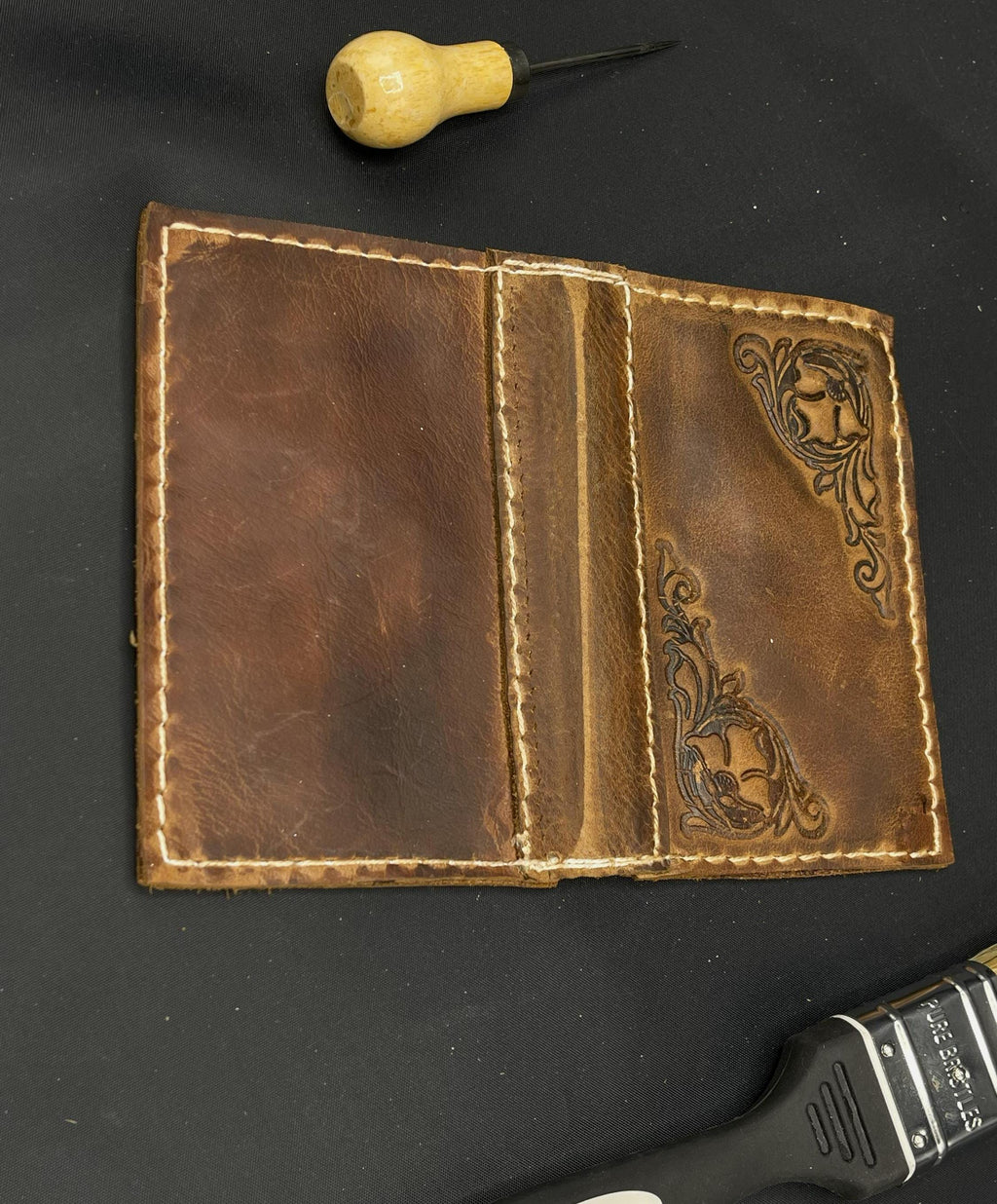 Handmade Embossed Leather Passport Cover: Vintage Retro Style