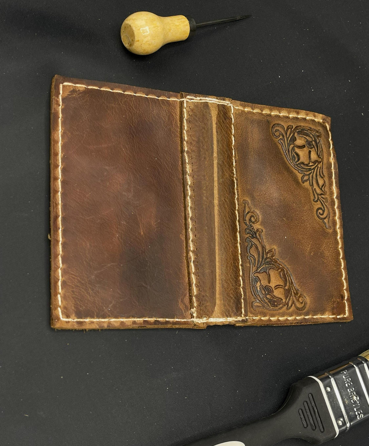 Handmade Embossed Leather Passport Cover: Vintage Retro Style