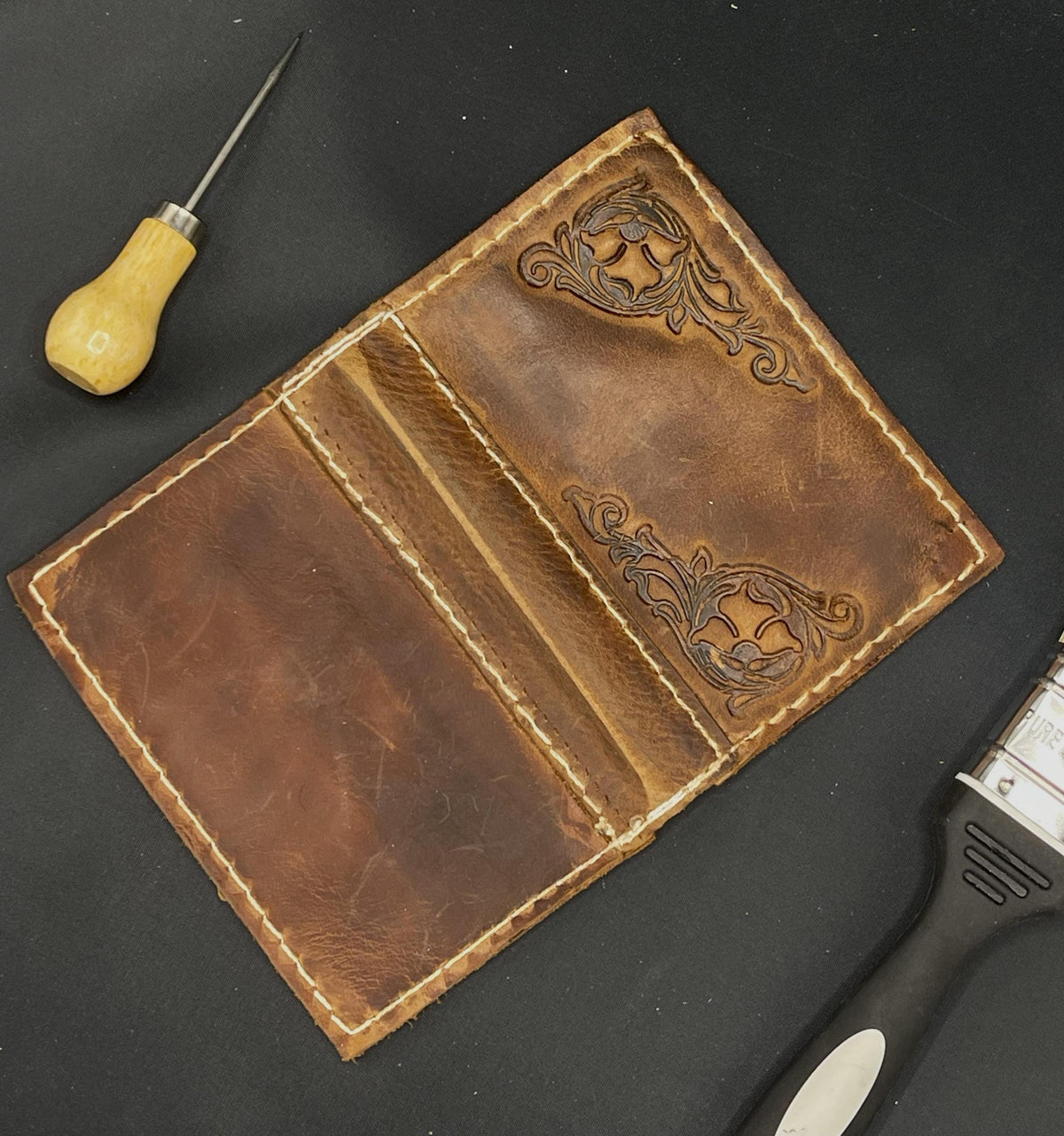 Handmade Embossed Leather Passport Cover: Vintage Retro Style