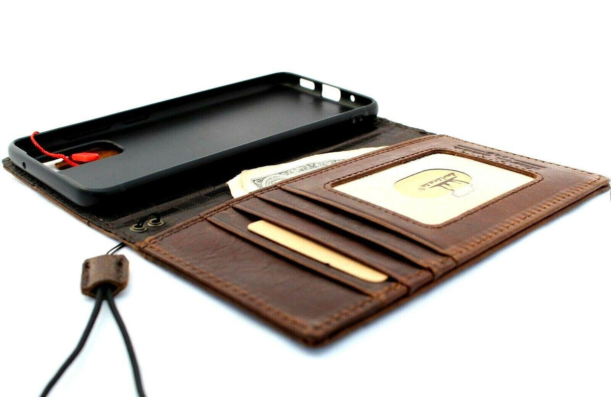 Handmade Leather Wallet Case for Galaxy Z Fold: Art Book Style