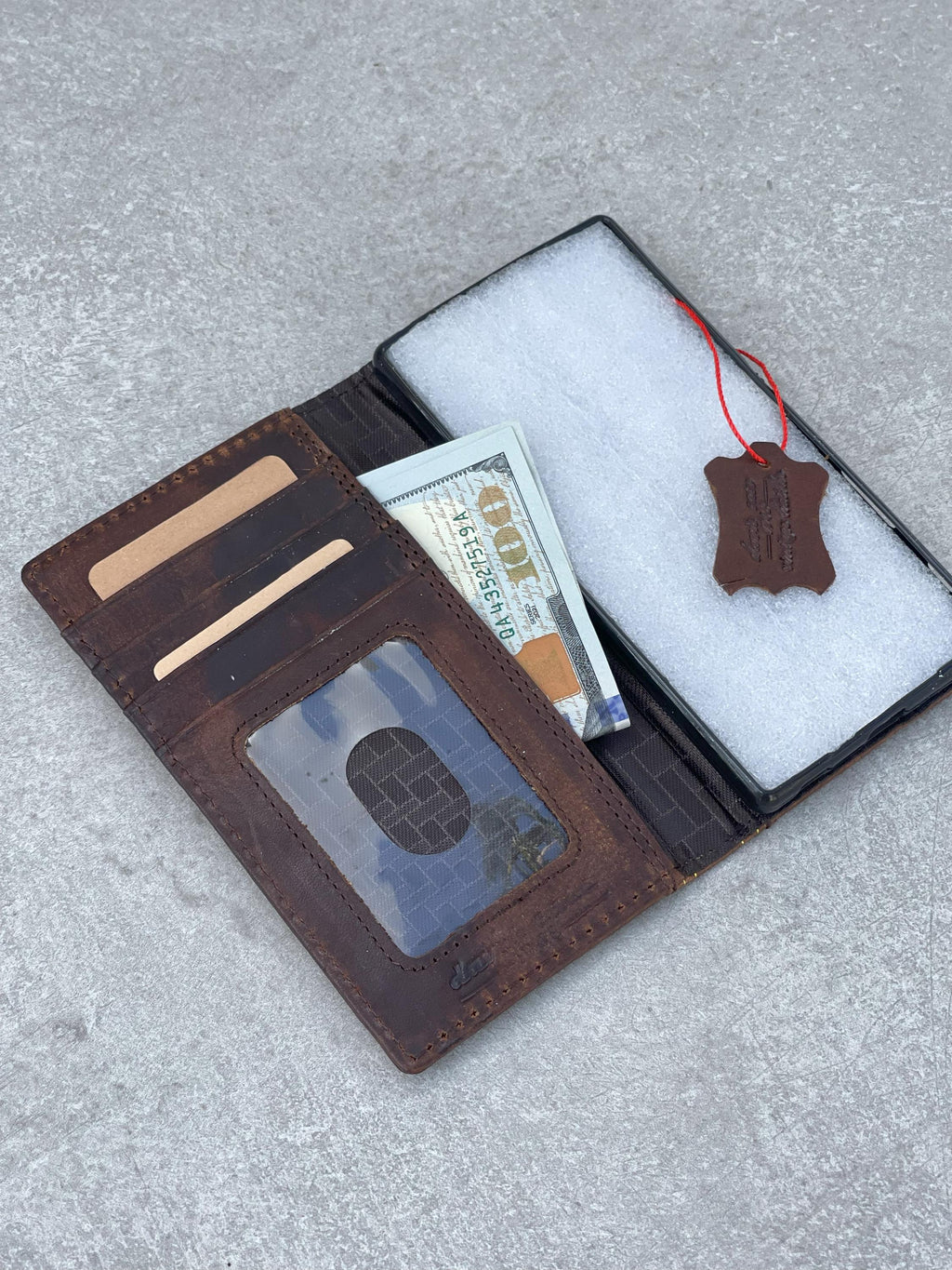 Handmade Leather Wallet Book Case for Vivo X Fold 3 Pro