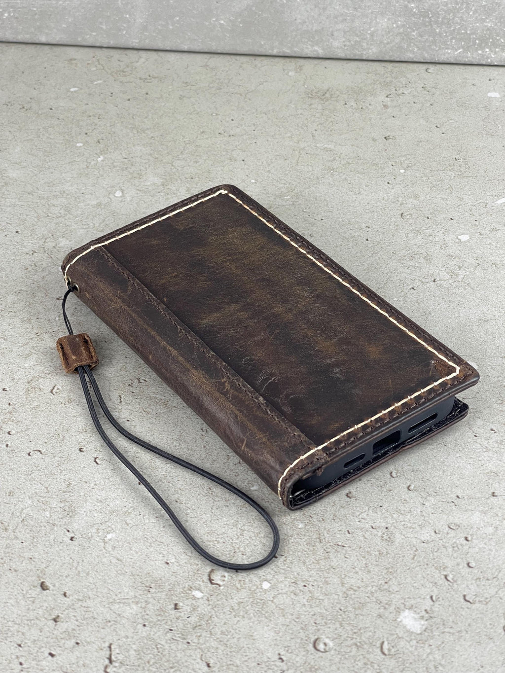 Hand Sewn Leather Wallet Case for Galaxy S22/S23/S24 Ultra
