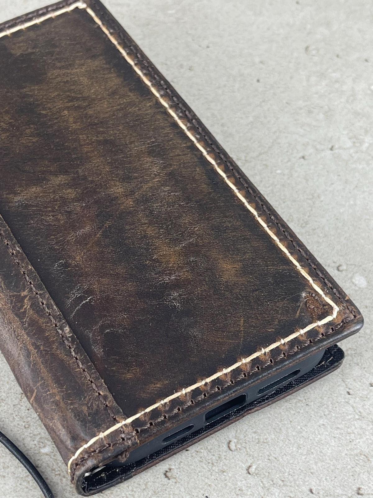 Hand Sewn Leather Wallet Case for Galaxy S22/S23/S24 Ultra