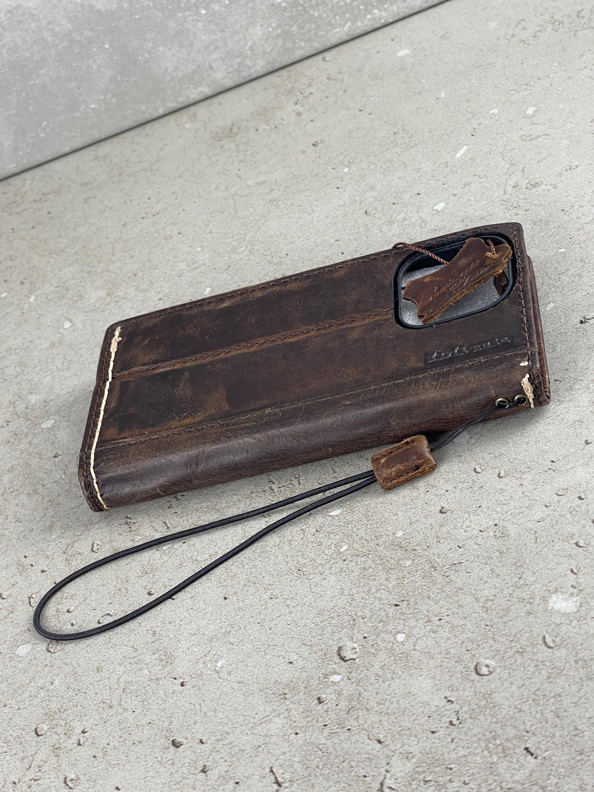 Hand Sewn Leather Wallet Case for Galaxy S22/S23/S24 Ultra