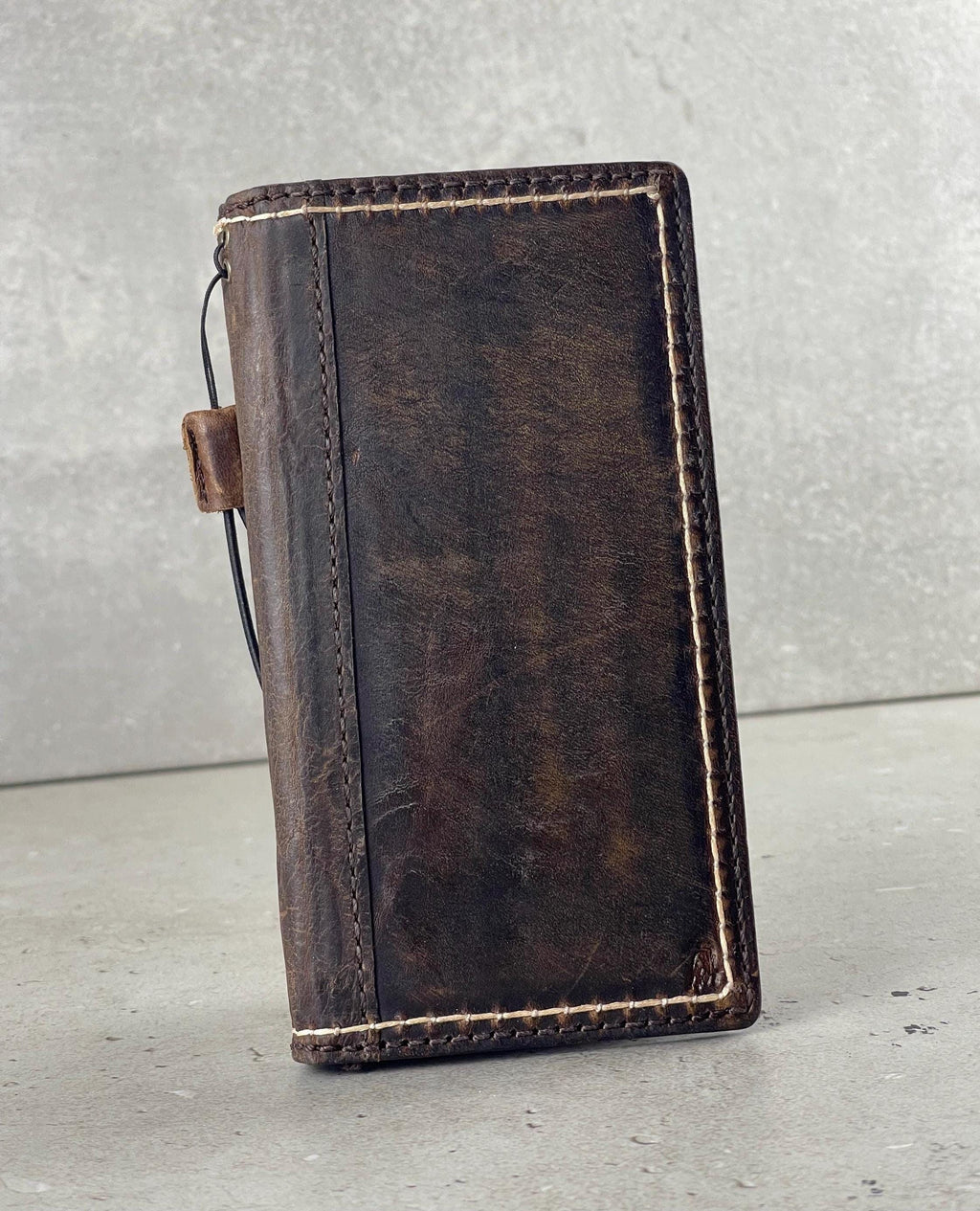 Hand Sewn Leather Wallet Case for Galaxy S22/S23/S24 Ultra