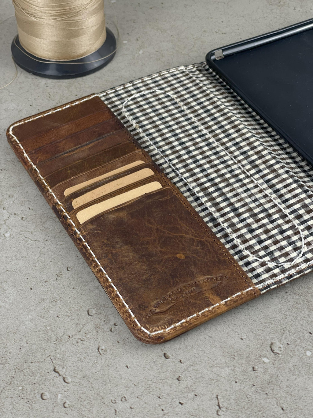 Vintage Leather iPad Case: Magnetic, Hand Sewn, Pen Holder