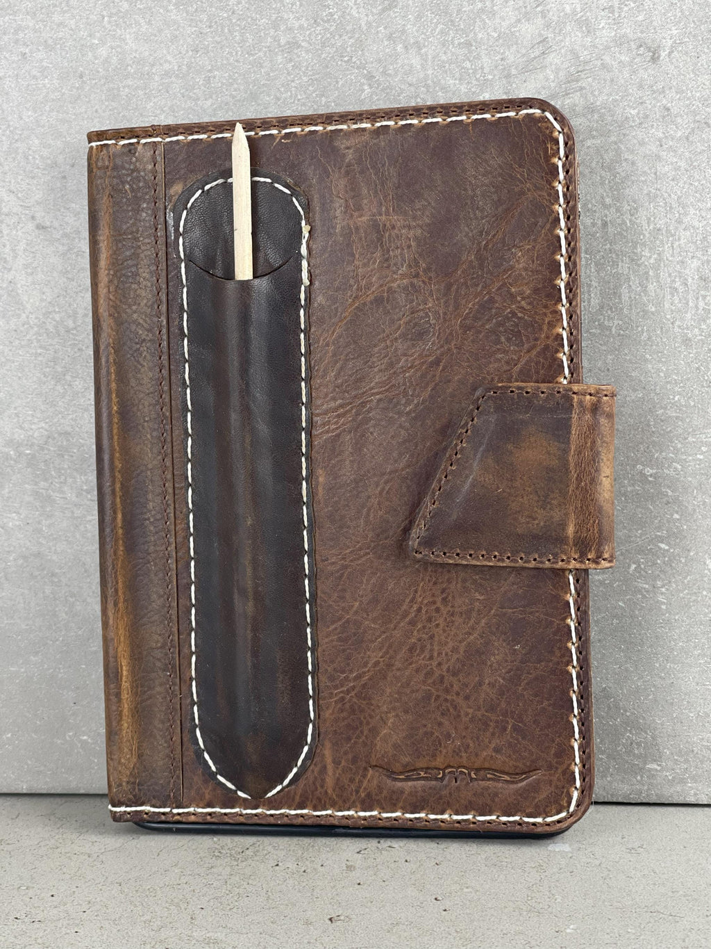Vintage Leather iPad Case: Magnetic, Hand Sewn, Pen Holder