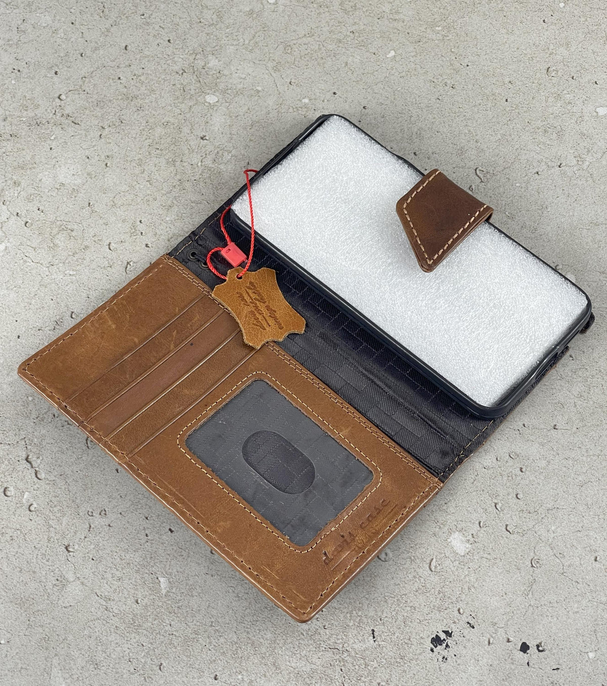 Handmade Leather Wallet Case for Galaxy: Vintage Floral Cover