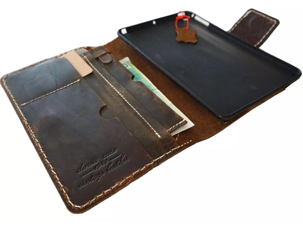 Vintage Leather iPad Case: Hand Sewn Wallet with Pen Holder