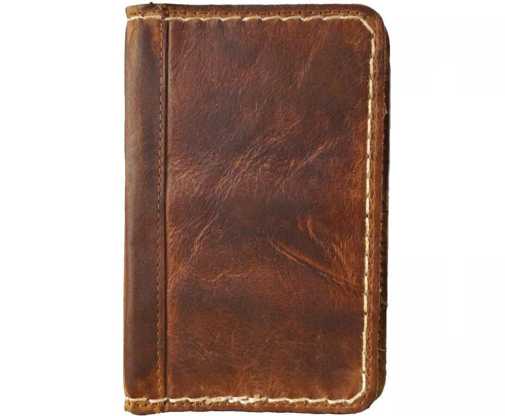 Leather wallet thin soft credit card vintage designed Diy Reto Davidov art