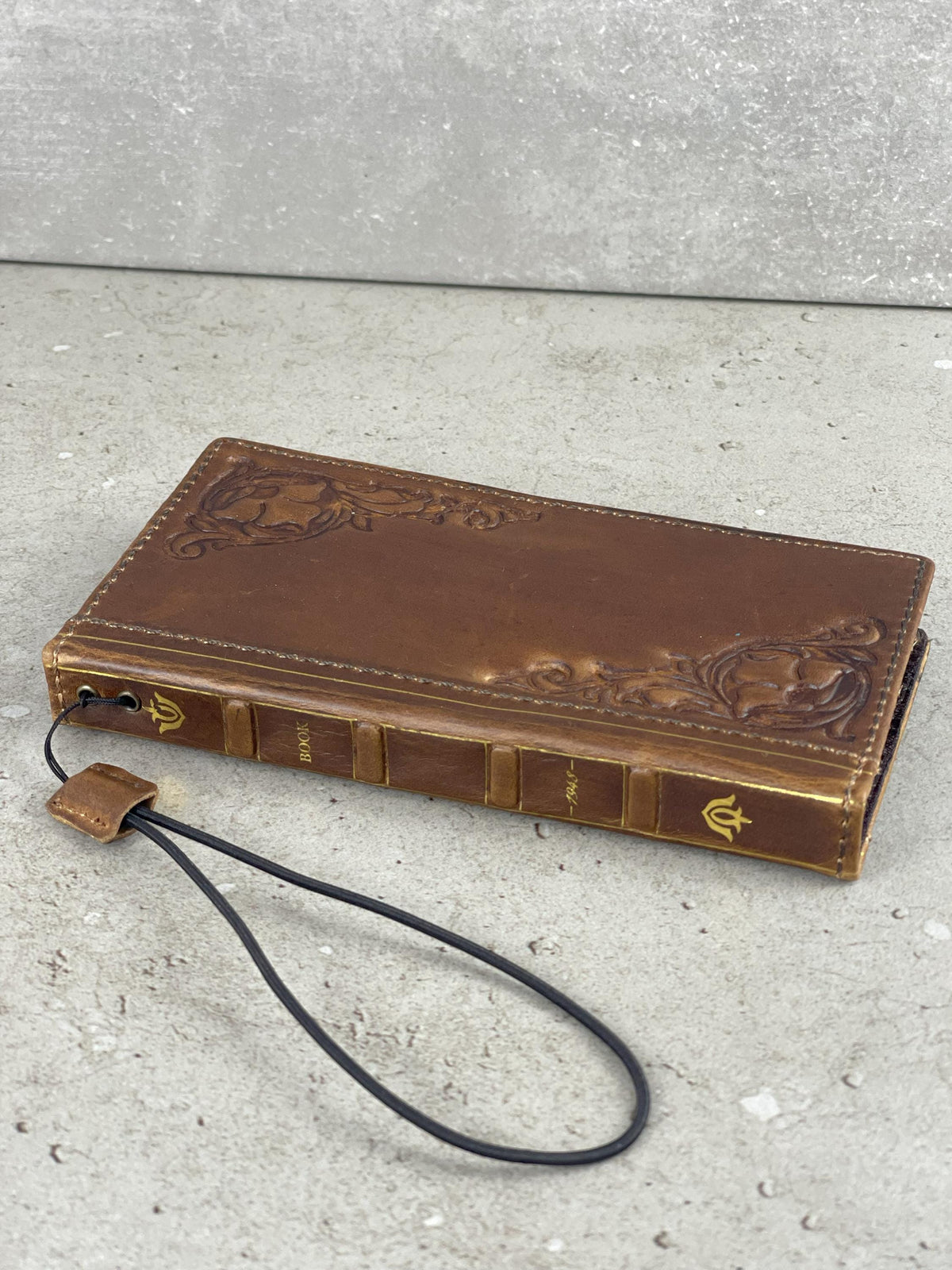 Vintage Leather iPhone Wallet Case: Floral Art, Card Slots
