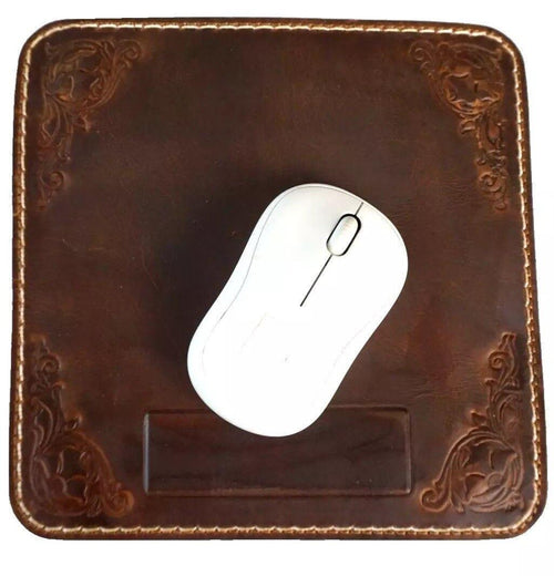 Genuine Handmade  Leather Mouse Pad Handcrafted soft Vintage Art