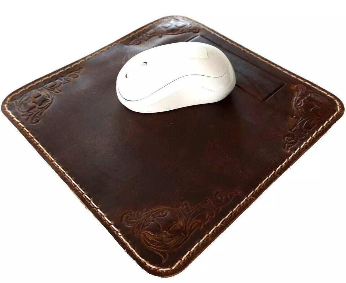 Genuine Handmade  Leather Mouse Pad Handcrafted soft Vintage Art