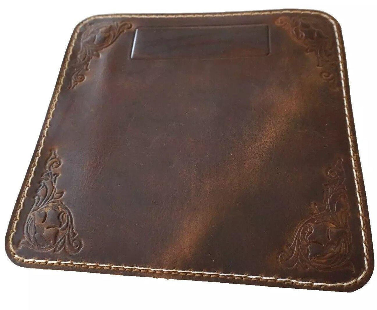 Genuine Handmade  Leather Mouse Pad Handcrafted soft Vintage Art