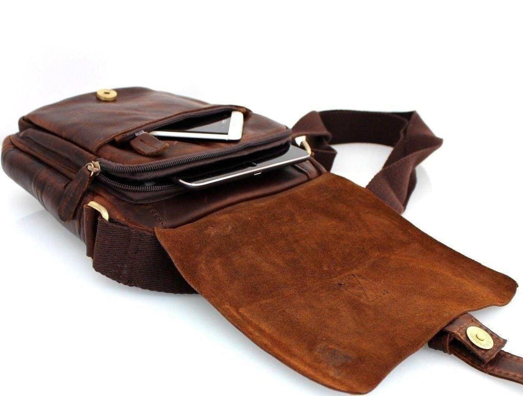 Genuine Leather Bag Handmade Side Bag for Men and Women Vintage Gift