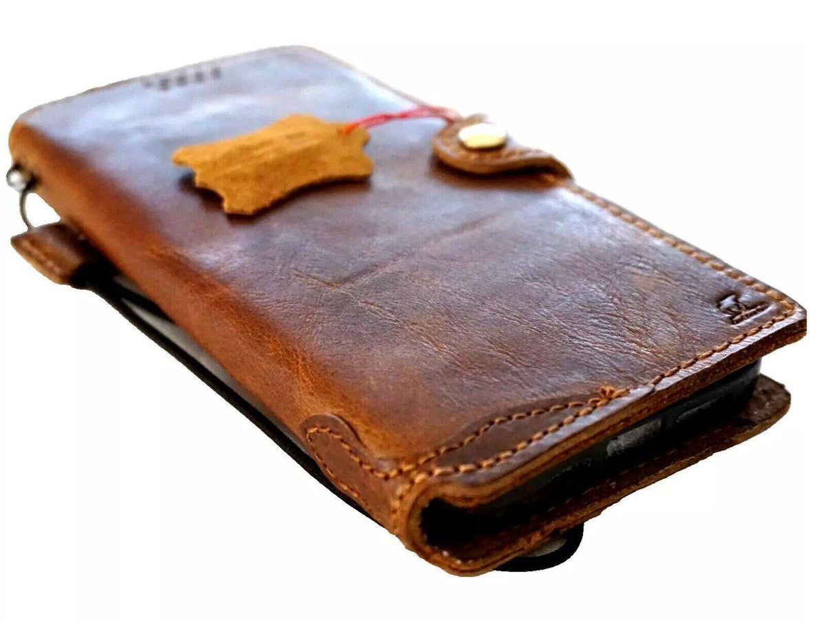 Handmade Leather Wallet Case: Samsung Galaxy, Card Slots & Wireless Charge