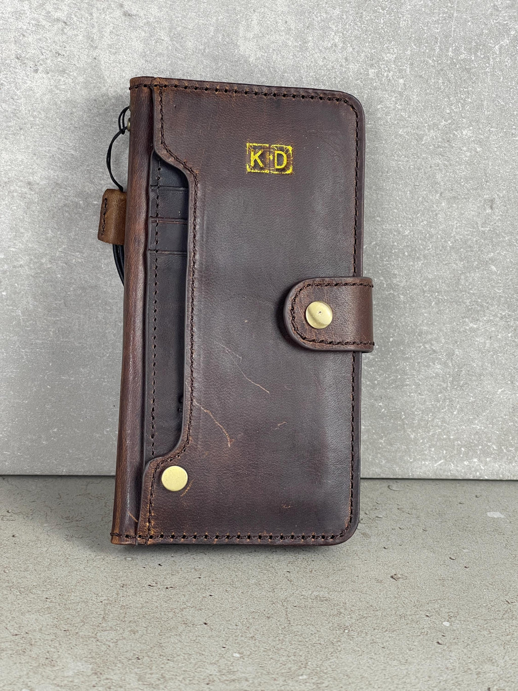 Genuine Leather iPhone Wallet Case: Vintage Book Style, Credit Card Slots