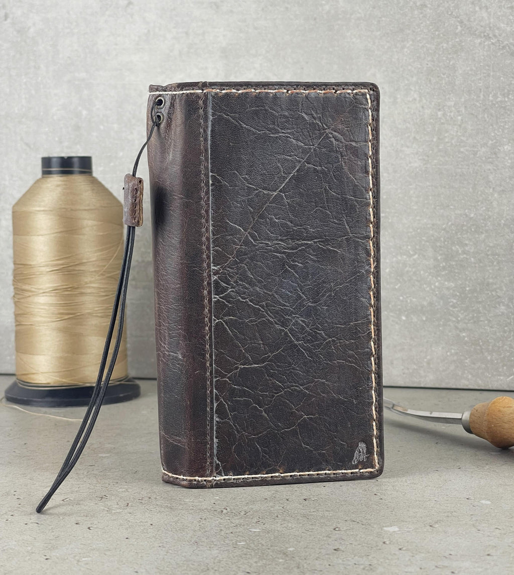 Hand Sewn Leather iPhone Wallet Case with Card Slots