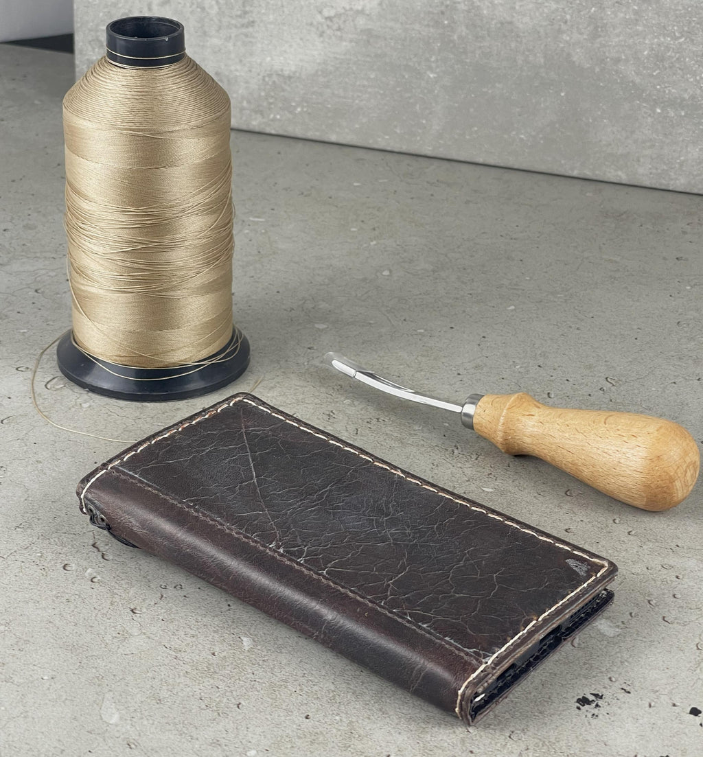 Hand Sewn Leather iPhone Wallet Case with Card Slots