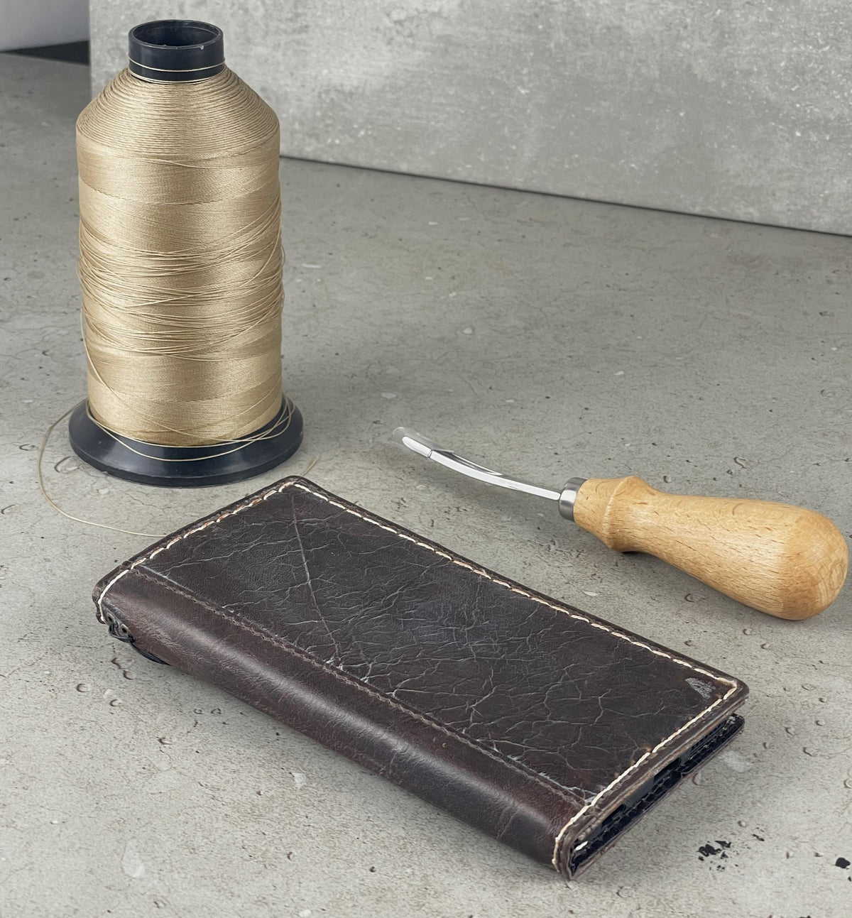 Hand Sewn Leather iPhone Wallet Case with Card Slots