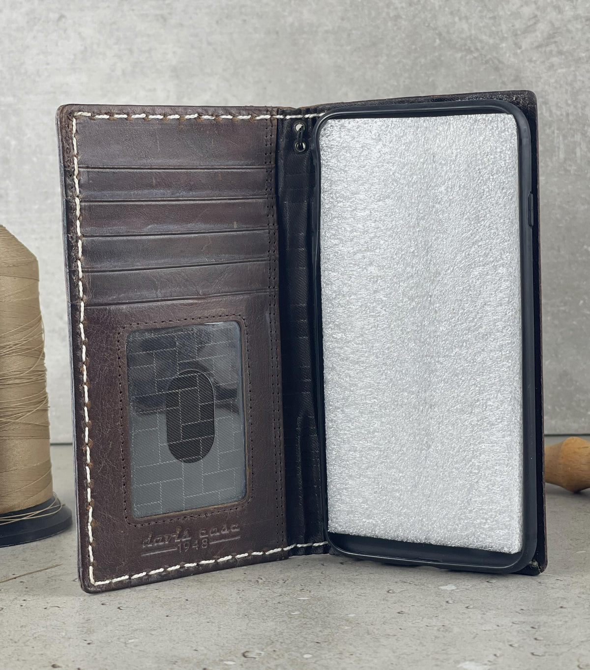 Hand Sewn Leather iPhone Wallet Case with Card Slots