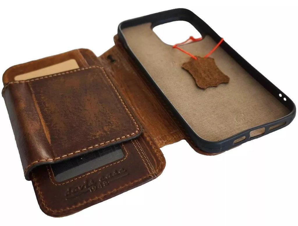 Handmade Leather iPhone Wallet Case: Removable Card Slots