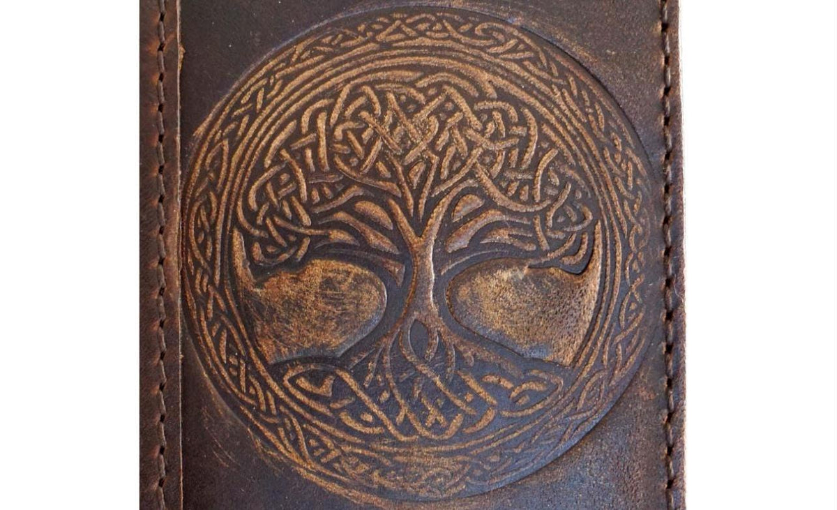 Handmade Leather Galaxy Z Fold Wallet Case: Art Cross Design