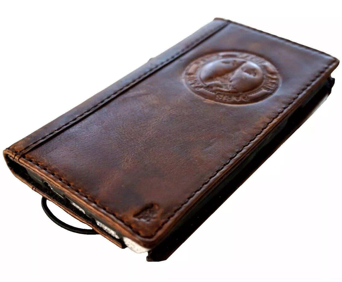 Handmade Leather iPhone Wallet Case: Vintage Paris Eiffel Design