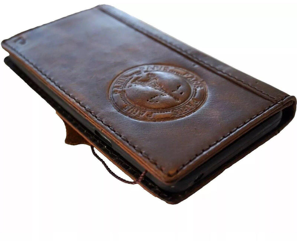 Handmade Leather iPhone Wallet Case: Vintage Paris Eiffel Design