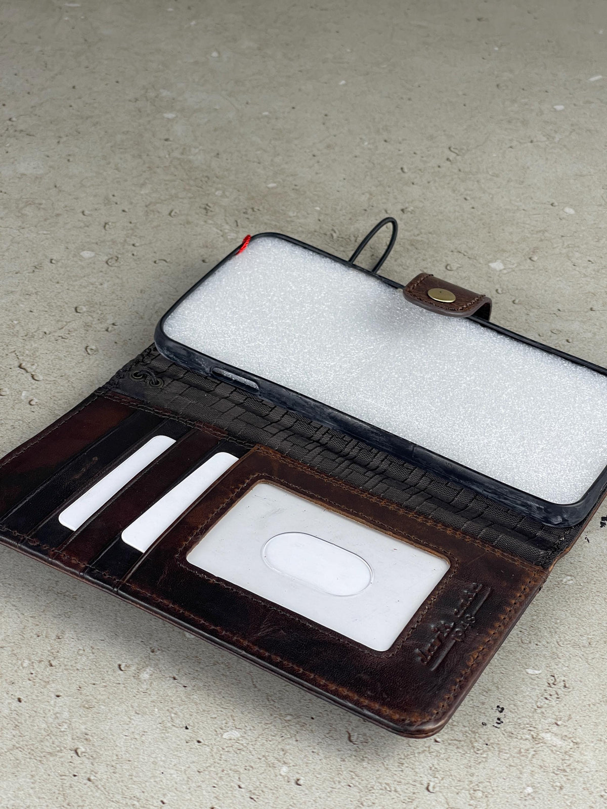 Genuine Leather iPhone Wallet Case: Vintage Book Style, Credit Card Slots