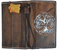 Genuine Leather fo OnePlus Open Case Wallet Handmade Wireless Luxury Diy Tree Hand stitch
