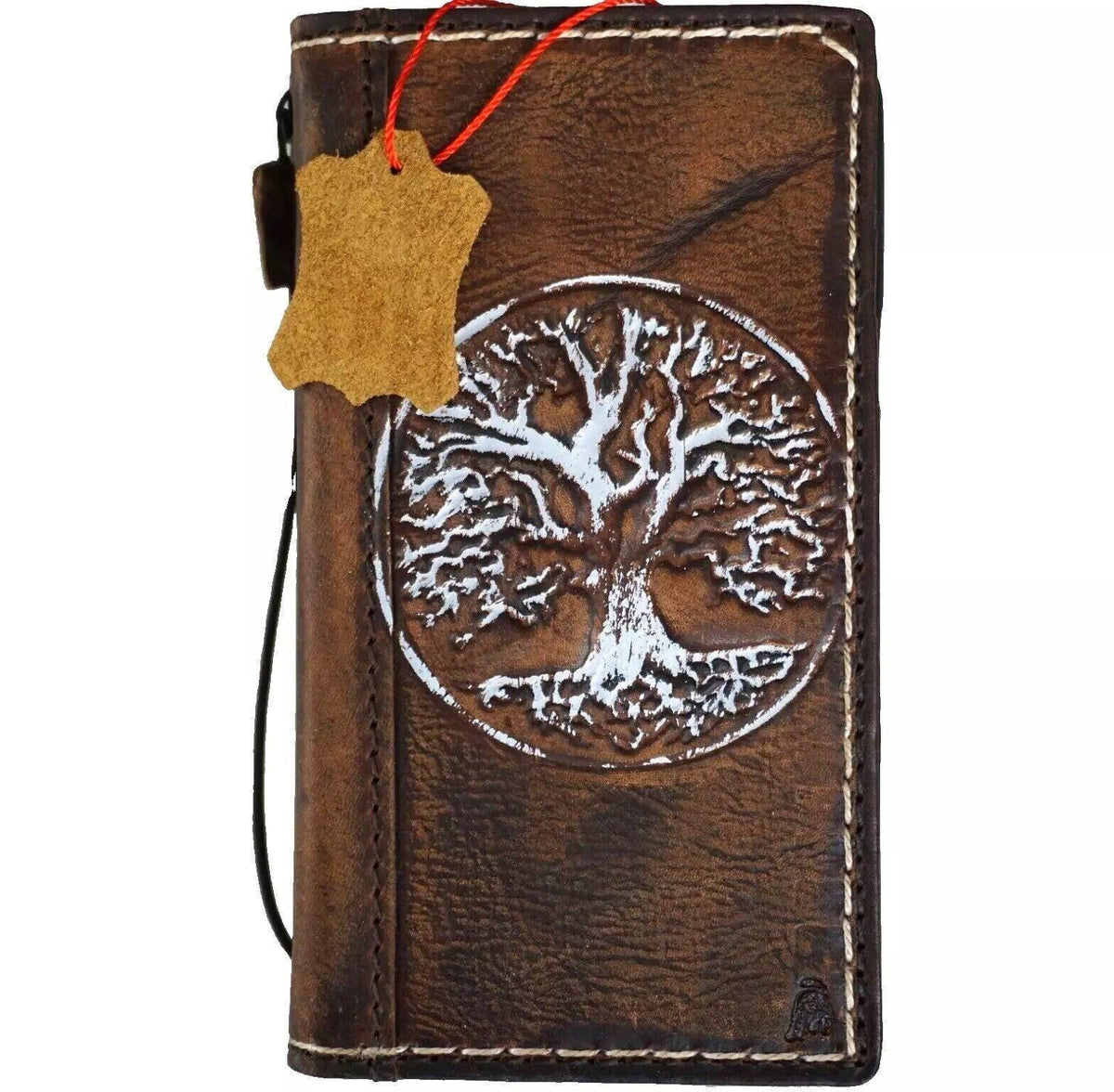 Handmade Leather OnePlus 12/12R Wallet Case: Tree of Life Design