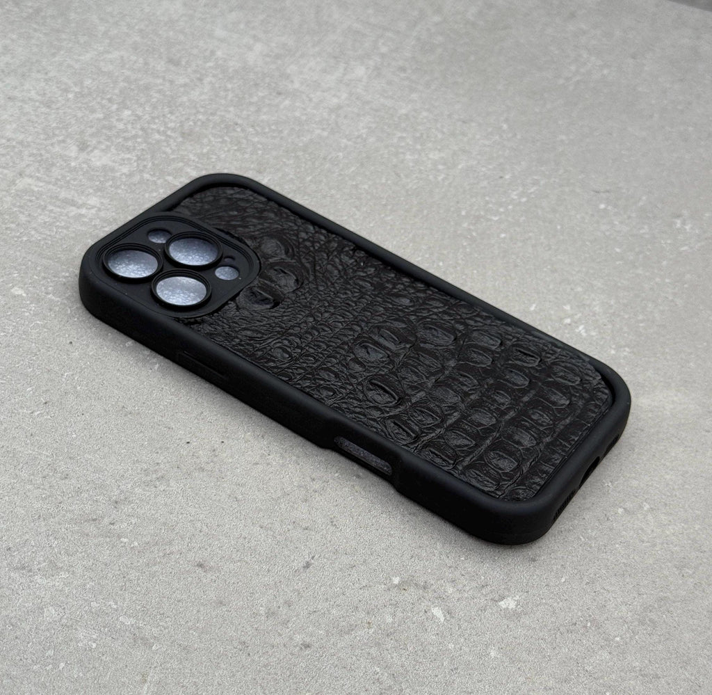 Handmade Genuine Leather iPhone Case: Crocodile Art Stitch